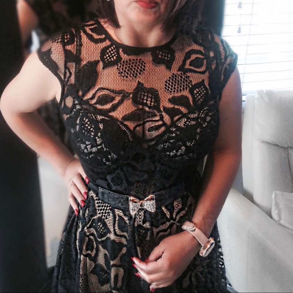 Black laced cocktail dress